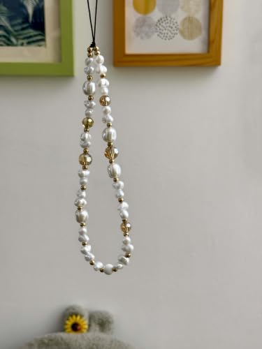 Beaded Phone Charm Lanyard Strap Girly Style Fixed Beads Pearl Lanyards - color: PH-byzz-3