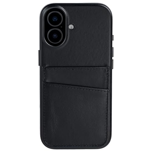 Dockem Genuine Leather Card Case for iPhone 17 with Camera Control Button and Stitched-on Wallet with 2 Holder Slots (Black, M2GL) - color: Black, size: 17