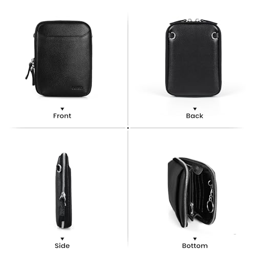 befen Genuine Leather Crossbody Cell Phone Purse for Women, Small Zip Around RFID Blocking Crossbody Wallet Bags - color: Black