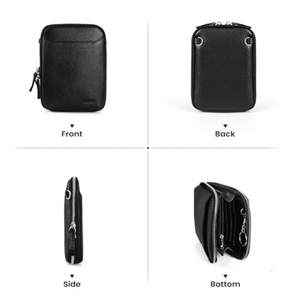 befen Genuine Leather Crossbody Cell Phone Purse for Women, Small Zip Around RFID Blocking Crossbody Wallet Bags - color: Black