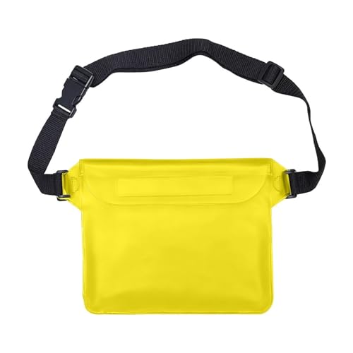 Waterproof Phone Bag, 3 Layer Sealed Submersible Pouch Touchscreen Swimming Case Adjustable Crossbody Waist Pack - color: Yellow