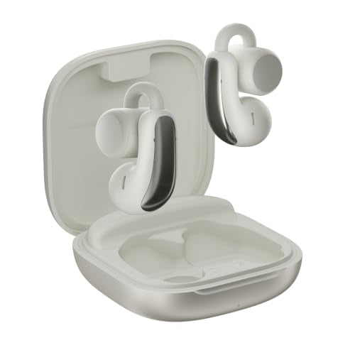 Open Ear Clip-On Wireless Earbuds, Bluetooth 5.4 with ANC & Dual Mics, IP65 Waterproof, 18H Playtime, Touch Control & Multipoint Connection for Sports, Work and Commute - color: White