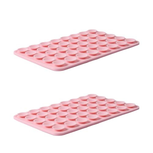 10 Pieces Suction Phone Case Mount, Phone Stand for Mirror Glass, Silicone Double Sided Suction Cup Mirror Phone Stand for Wall Tiles, Mirror, Transparent Shells, Metal Surface (Pink)