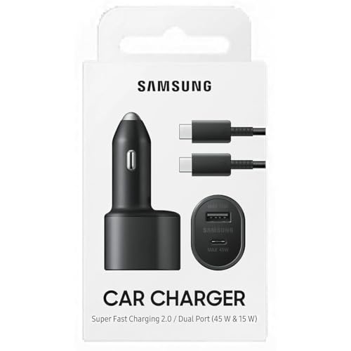Samsung Super Fast Dual Car Charger (45W+15W) Dual Ports USB-C & USB-A - Black - EP-L5300XBEGWW