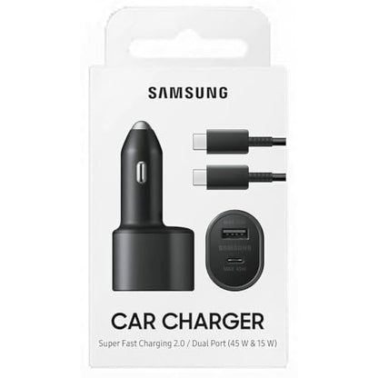 Samsung Super Fast Dual Car Charger (45W+15W) Dual Ports USB-C & USB-A - Black - EP-L5300XBEGWW