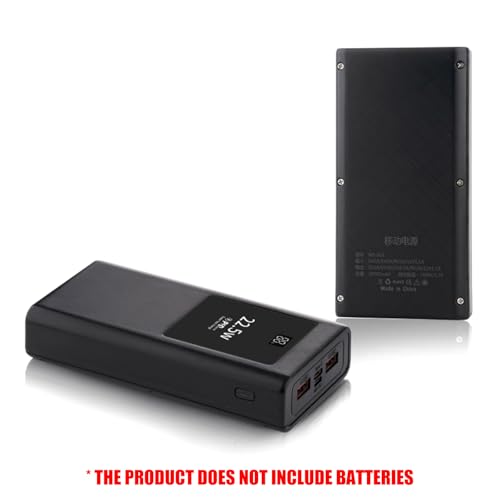 PD22.5W Polymers Charging Case Mobile Power Supply Enclosure Case Led Display Aluminum Alloy Shell Replaceable Battery Chargers - color: Black
