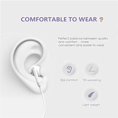 2 Pack Type C Headphones Wired for iPhone 17 16 16e 15 Pro Max Plus, USB C Earphones with Microphone & Delivers Crisp Stereo Sound with Rich bass Earbuds for iPhone 15 16 Pro Max, iPad