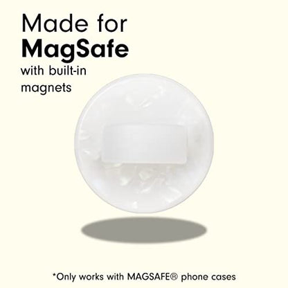 Sonix Magnetic Phone Grip, MagSafe Silicone Ring Loop Grip - Detachable Holder for Hand, Soft MagSafe Grip | White Pearl Tort