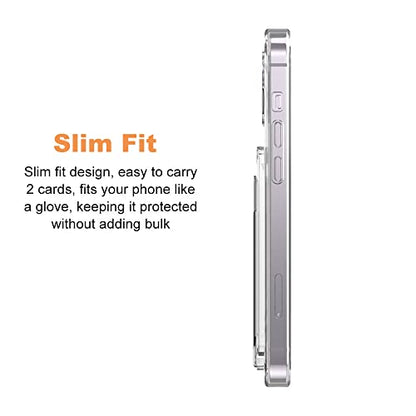 for iPhone 14, iPhone 13 Clear Wallet Case, Anti-Yellowing Slim Fit Thin TPU Bumper + PC Back Case with 2 Cards Holder - color: Clear, size: iPhone 14 / 13