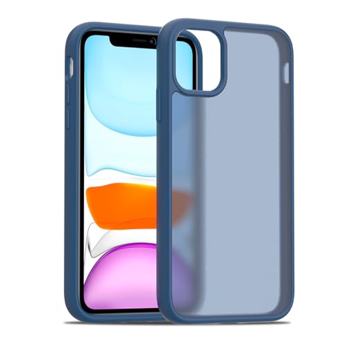TENOC Phone Case Compatible with iPhone 11, Dark Blue Case Translucent Protective Bumper Matte Hard Back Cover for 6.1 Inch - color: Dark Blue, size: iPhone 11