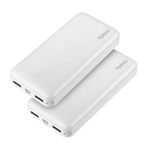 Miady 2-Pack Portable Charger PD 22.5W Power Bank 20000mAh Battery Pack | 74Wh丨Fast Charging丨3 Outputs 2 Inputs丨High Capacity丨Compatible with iPhone 17 iPad Android etc丨for Travel Camping丨White+White - color: White+White