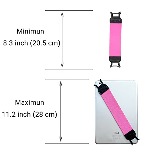 EGO Security Hand-Strap for 9-11 Inch Tablet - iPad/iPad Pro/Air, Kindle Fire HD, Samsung, Lenovo - High-Elasticity Versatile Lightweight Finger Grip Holder - Pink - color: Pink