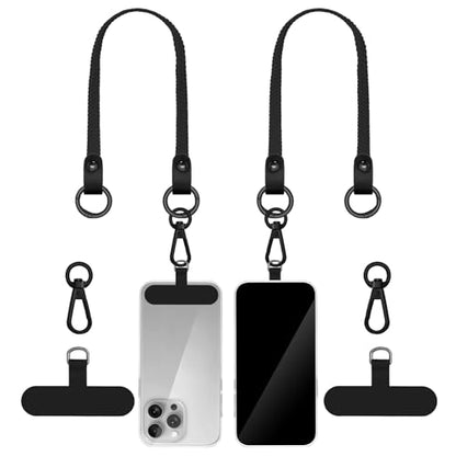 Hovmwey Stretchy Phone Lanyard Tether, 2 Pack Phone Leash Anti-theft Phone Strap for Anti-drop Outdoor Hiking Cycling Climbing Universal for Most Cell Phones, Black - color: Black