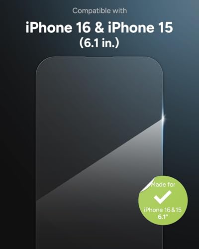 ZAGG Elite Privacy 360 Glass Screen Protector for iPhone 16 / iPhone 15-5X Ultra Strong Tempered Glass, 4-Way Privacy Filter, Scratch Protection, Anti-Smudge, Easy to Install, InvisibleShield