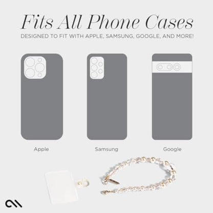 Case-Mate Phone Charm Wrist Strap with Pearls and Crystals - Crystal Pearl | Detachable Anti-Theft Phone Strap - Hands-Free iPhone Wrist Strap for Women - Phone Chain Wristlet for Galaxy, Pixel & More - color: Crystal Pearl
