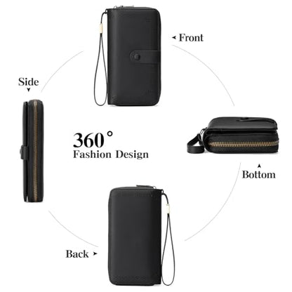 GAEKEAO Leather Credit Card Holder Wallet for Women RFID Blocking Large Capacity Bifold Zipper Card Case Organizer with Wristlet 45 Slots - color: Black02