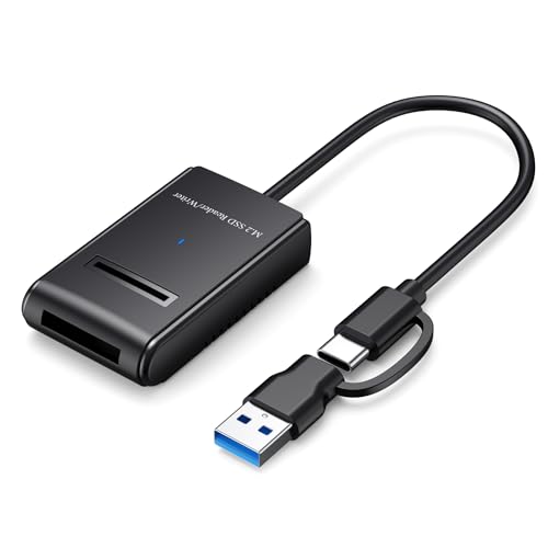 M.2 NVMe SATA SSD Enclosure, USB 3.2 Gen 2 10Gbps M.2 NVMe Reader External SSD Adapter Support M Key B+M Key 2230 2242 2260 2280 22110 SSD