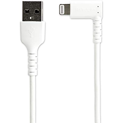 StarTech 3.3ft/1m Angled USB-A to Lightning Cable, White (RUSBLTMM1MWR) - color: White, size: 1m