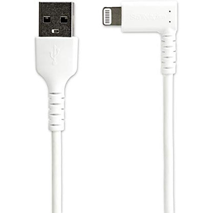 StarTech 3.3ft/1m Angled USB-A to Lightning Cable, White (RUSBLTMM1MWR) - color: White, size: 1m