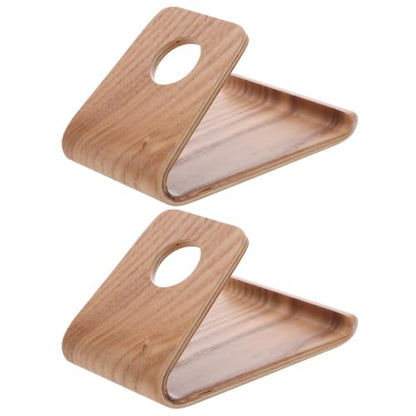 ibasenice 2pcs Cell Phone Stand Wooden - Desktop Smartphone Holder with Cable Management - Non-Slip Mobile Stand for Tablets - Countertop Organizer for Office and Home