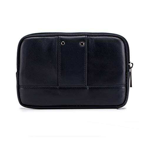 Leather Phone Belt Bag Holster Pouch for Men Loop Flip Coin Purse Case Cell Phone Waist Pack Pouch Case - color: #01black
