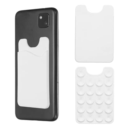 uxcell 2 Pack Suction Phone Card Holder, Silicone Suction Cup Phone Grip Card Holder Mount with Card Slot for Cellphone, White - color: White