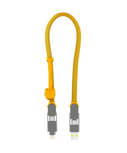 inCharge Rolling Square XL 30 cm - USB-C Cable, Universal Smartphone Cable, Gift for Men, 6-in-1 Universal Charger for Smartphones, Technical Gadget, Yellow, Lightning Cable 100W - color: yellow