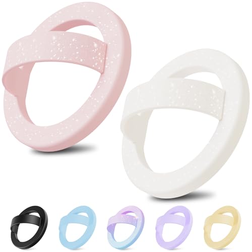 (2PCS) Magnetic Finger Loop Grip for Magsafe, Sparkle Pink & Sparkle White - color: Sparkle Pink & Sparkle White