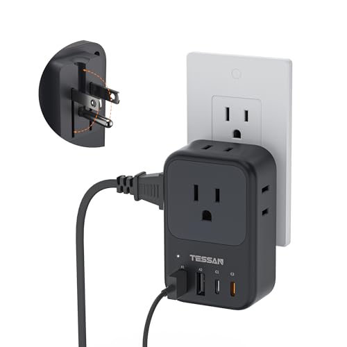 TESSAN USB C Charger Block 20W PD, Fast Charging Adapter with Foldable Plug - color: Black, size: 2 USB-C/A