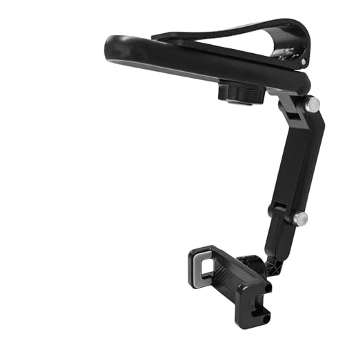 Sun Visor Phone Holder, 360° Rotatable Auto Visor Clip Foldable Smartphone Mount, Multifunctional Adjustable Rearview Clamp Compatible with Most cellphones, Car Accessories (Gray) - color: Gray