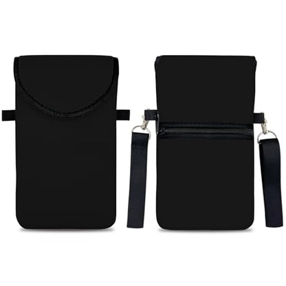Neoprene Cell Phone Sleeve Pouch Case Bag with Crossbody Strap Neck Lanyard for Women 7.5 X 4.3 in Black - color: Black Fashion