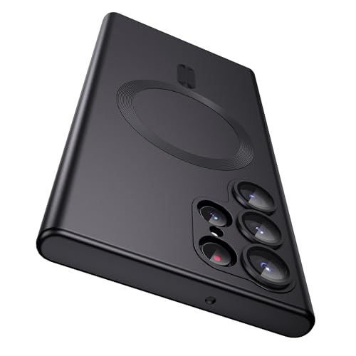 MAKAVO Matte for Samsung Galaxy S22 Ultra Case, Compatible with MagSafe, Slim Thin Magnetic Cover with Built-in Camera Lens Protector Shockproof Phone Shell (Black) - color: Black, size: for S22 Ultra