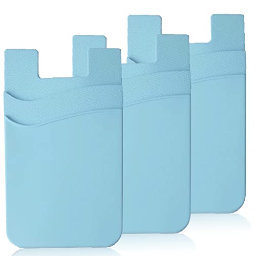 3 Pack Blue Adhesive Phone Wallet Stick on Card Holder for Phone Case - color: Blue