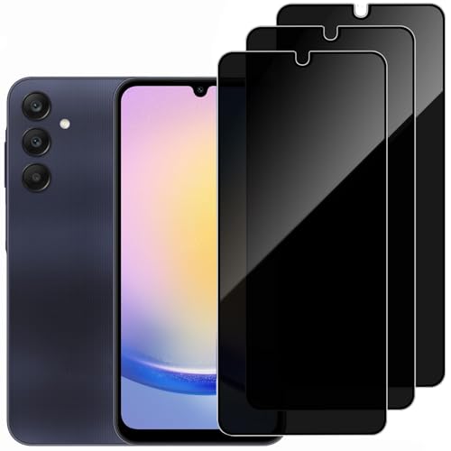 [3 Pack] Privacy Screen Protector for Samsung Galaxy A25 6.5in, Anti-Spy Tempered Glass Film, Bubble-Free, Easy Install - size: Galaxy A25