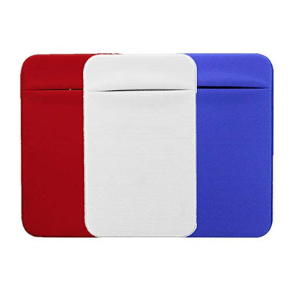 Slim Credit Card Holder for Back of Cell Phone, Stretchy Ultra Lycra 3M Self Adhesive Phone Pocket Stick On Wallet for ID Credit Card Pocket for iPhone Android Galaxy (Red+White+Blue) - color: Red+White+Blue