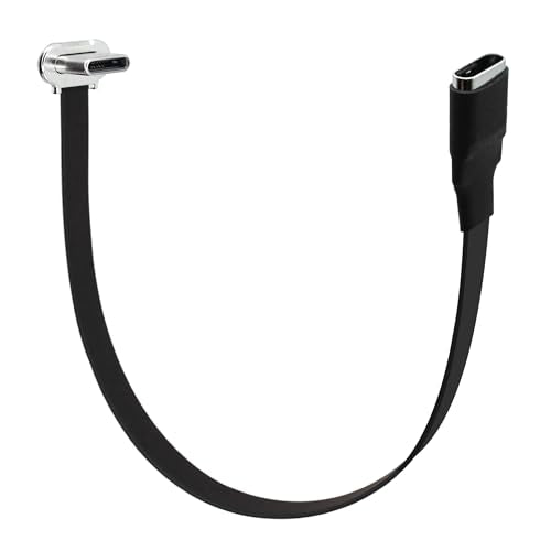 Right Angle USB C Flat Extension Cable 90 Degree USB C Male to Female Fast Charge Data Cord for Power Banks Phone(6.3in/160mm) - size: 6.3in/160mm