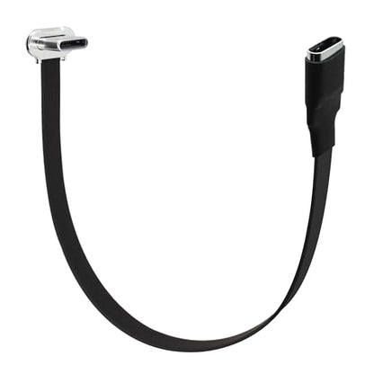 Right Angle USB C Flat Extension Cable 90 Degree USB C Male to Female Fast Charge Data Cord for Power Banks Phone(6.3in/160mm) - size: 6.3in/160mm