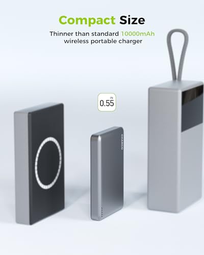 CHARCO Portable Charger for Magsafe Charging, Magnetic Power Bank 10000mAh | PD20W USB C Charging and 0.55'' Ultra Slim & Lightweight, Compatible with iPhone 17/16/15/14/13 Series,Travel Essential - size: 10000mAh
