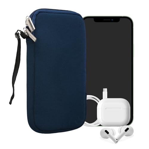 kwmobile Universal Phone Pouch Size XL - 6.7/6.8" - Neoprene Smartphone Pouch with Zip - Water-Repellent Mobile Phone Case - Sleeve in Navy Blue - color: navy blue, size: XL - 6.7/6.8"