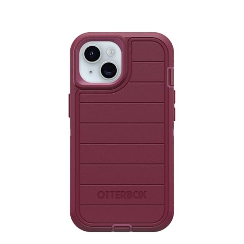 OtterBox iPhone 15, iPhone 14, & iPhone 13 (Only) Defender Series Case - Foxberry (Pink) - Screenless - Rugged & Durable - with Port Protection - Holster Clip Includes - Microbial Defense Protection - color: Foxberry (Pink), style: Non-MagSafe