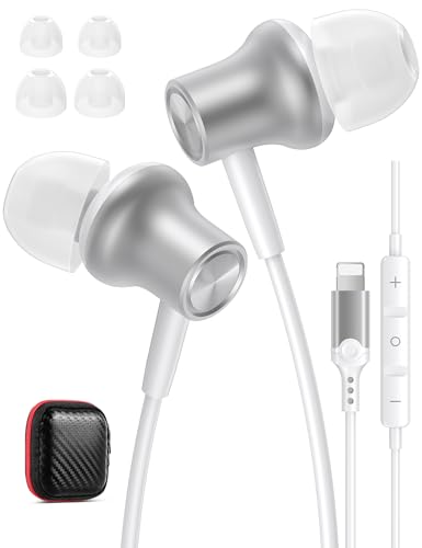 iMangoo for Apple MFi-Certified Wired Earbuds for Lightning Headphones - color: Silver