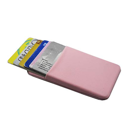 Neoprene Cell Phone Card Holder 6 Cards Adhesive Mini Secure Wallet ID Credit Card Pocket Purse stick on Smartphone for iPhone 16/15/SE, Galaxy S24/S23/A75/A55/A14/Note 22 Ultra (Pink) - color: Pink
