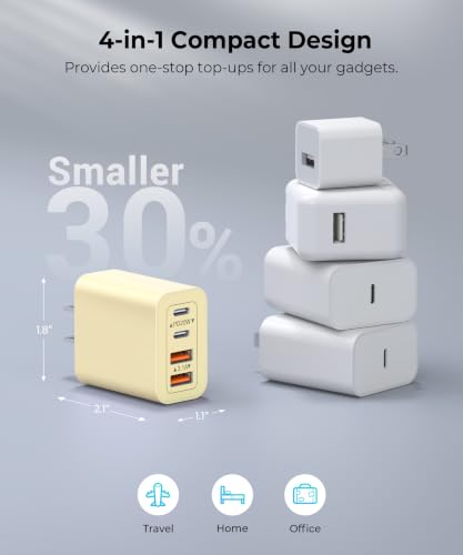 [2-Pack] USB Fast Charging Block, 4-Port 40W Multiple Charge Adapter - color: 40W 2Pack Soft Yellow