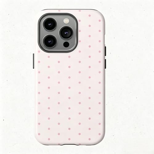 Pink Polka Dot Phone Case for iPhone17 ProMax 16Pro 15 14 13 12 for Samsung 26 Ultra Plus 25 24 Double Layer Protective Shockproof Smartphone Cover (Pink, iPhone 17 Pro Max) - color: Pink