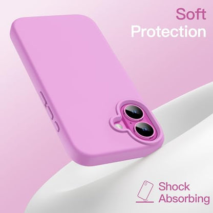 JETech Silicone Case for iPhone 16, Pink | Silky Soft Touch, Shockproof Protection, Scratch Resistant, Microfiber Lining - color: Pink, size: iPhone 16