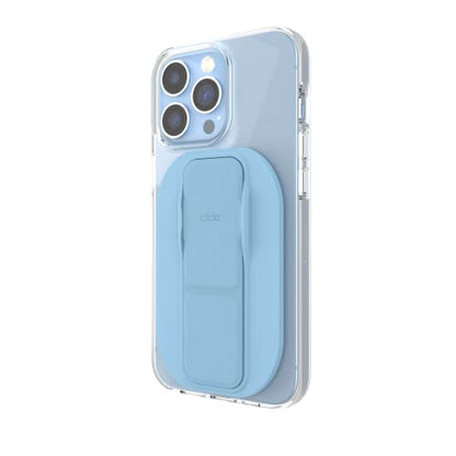 CLCKR Compact Mobile Cell Phone Grip Holder Compatible with MagSafe iPhone 15, 14, 13, Pro, Pro Max, Plus, Magnetic Phone Kickstand with Finger Strap, 3500G Extra Strong Magnet, Light Blue