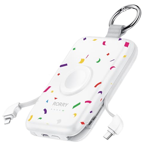 RORRY CharmGo Portable Charger, 10000mAh 20W Fast Charging Power Bank - color: Confetti-White