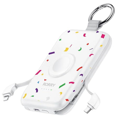 RORRY CharmGo Portable Charger, 10000mAh 20W Fast Charging Power Bank - color: Confetti-White