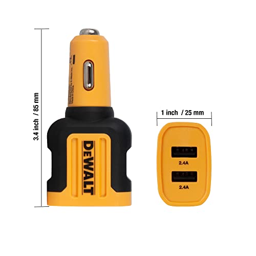 DEWALT Heavy Duty USB Car Charger Adapter, 24W, Cigarette Lighter Adapter - size: 2-Ports-USB A