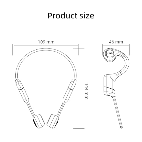 Bone Conduction Headphones - Open-Ear Headphones with MIC, Bluetooth 5.4, 20Hr Long Battery Life, IPX5 Waterproof for Sports Workouts Cycling Running Gym Hiking,Black
